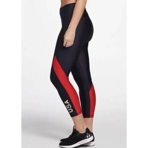 Under Armour navy and red USA cropped leggings